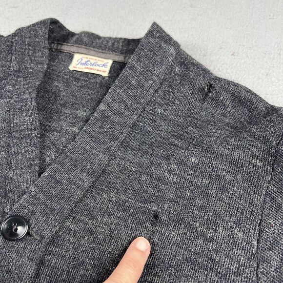 30s 40s Interlock Sportswear Virgin Wool Cardigan Sweater Small Black - Picture 10 of 16